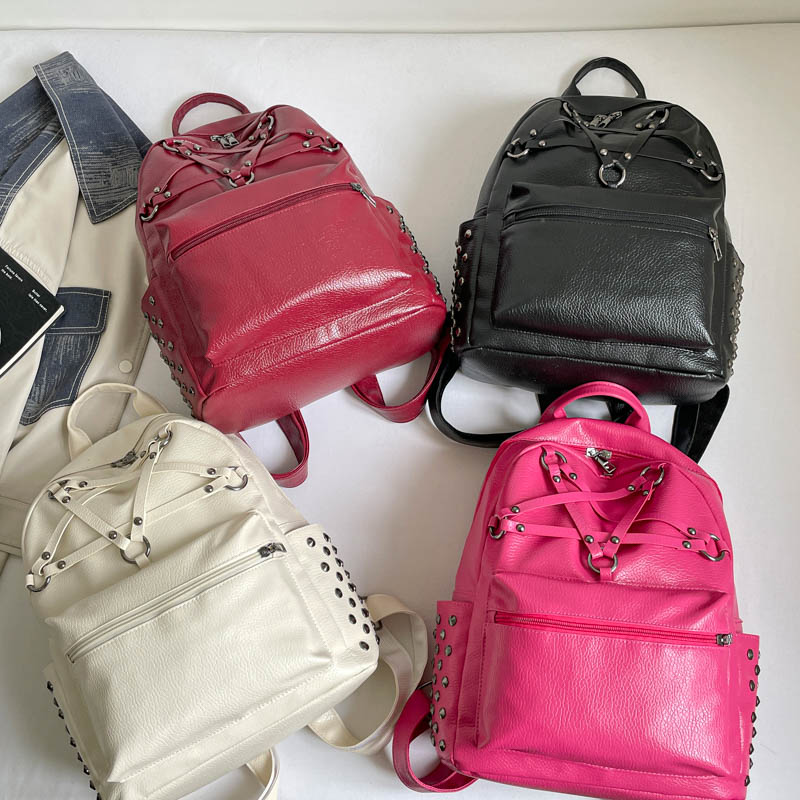 Women Bags For College - Korean Fashion Y2K Punk Rivet Backpack