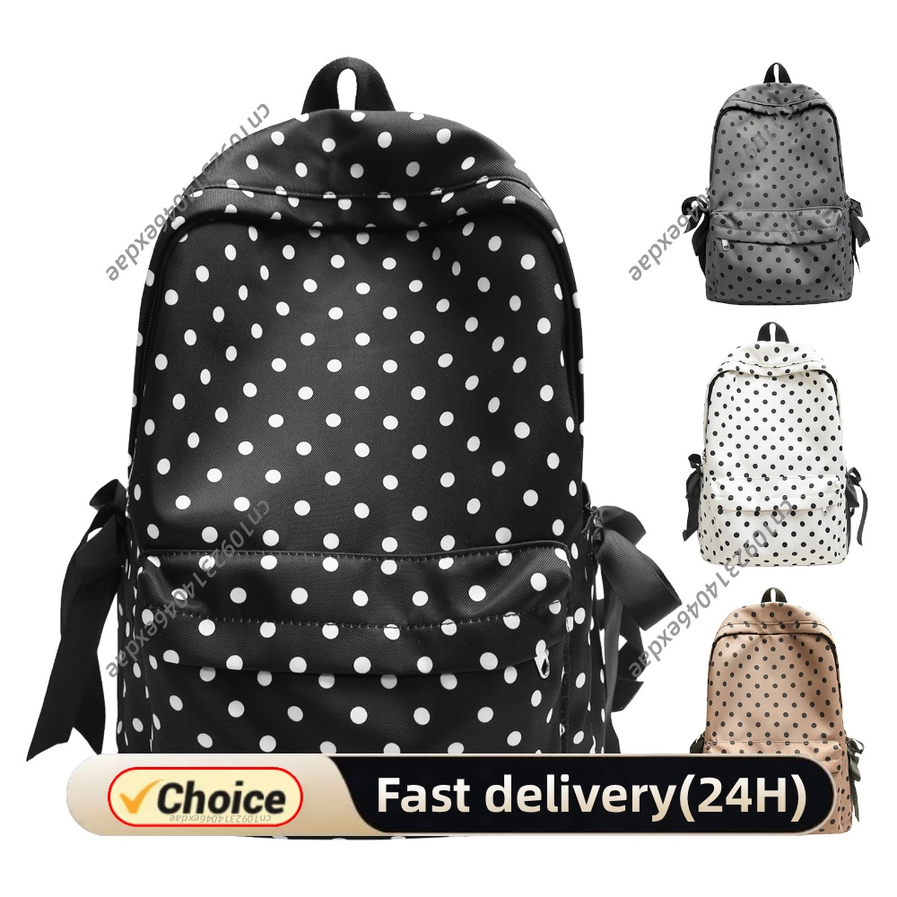 Women Bags For College - Cute Polka Dot Travel Daypack Kawaii