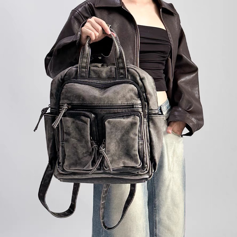 Women Bags For College - Luxury Soft Washed Pu Leather Back