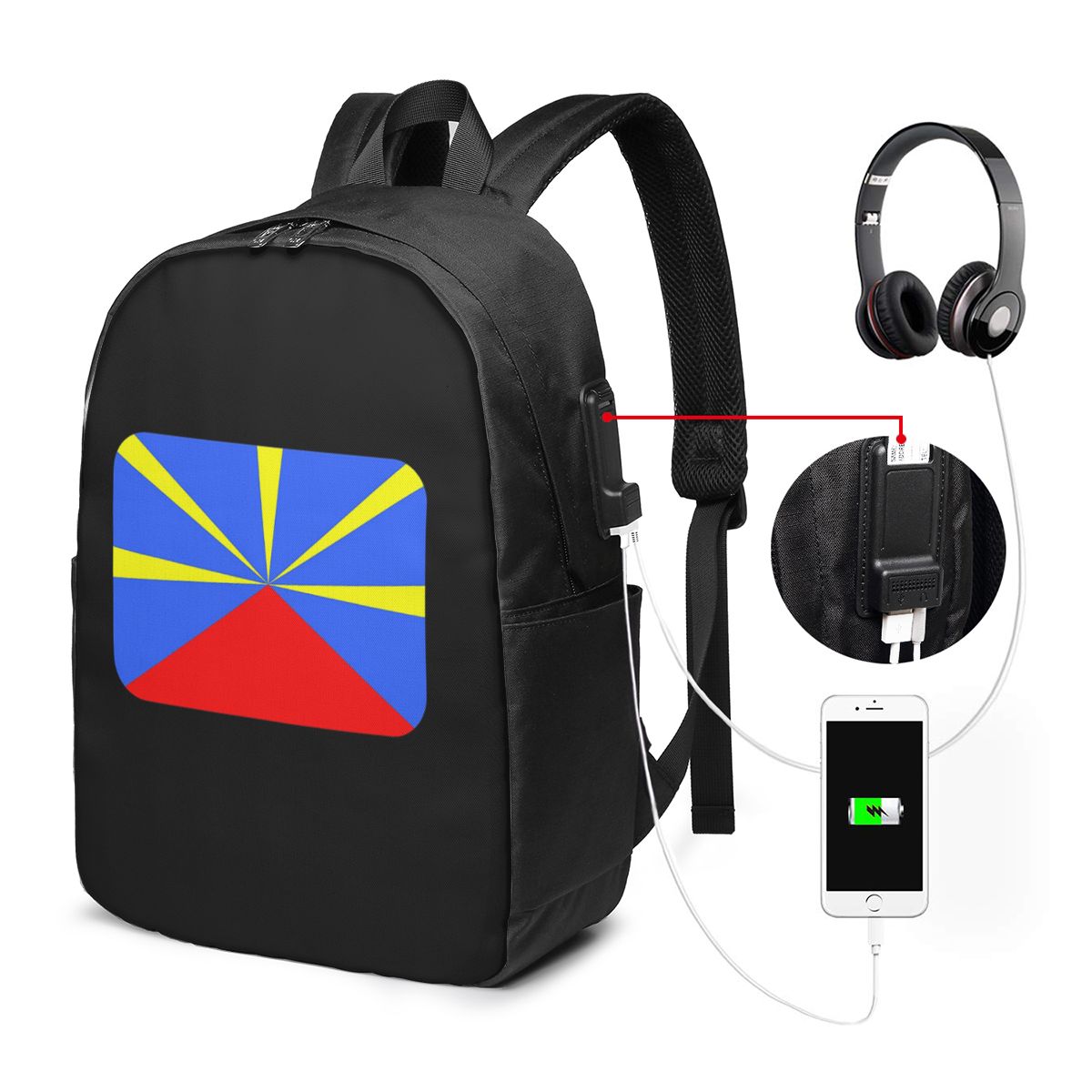 Women Bags For College - 974 Reunion Island Flag Backpack Travel