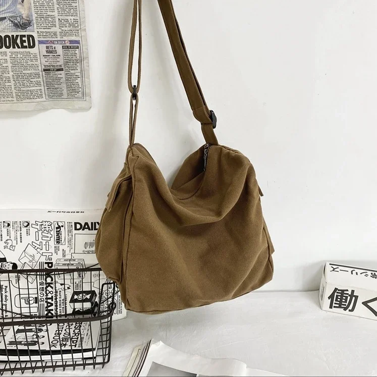 Hobo Bag Slouchy - Teenager Casual Canvas Big Size Slouchy