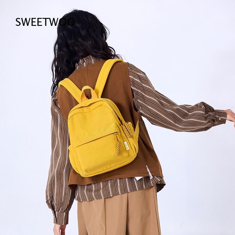 2026 Mustard Yellow Corduroy M - огляд і ціна Mini Backpack Women