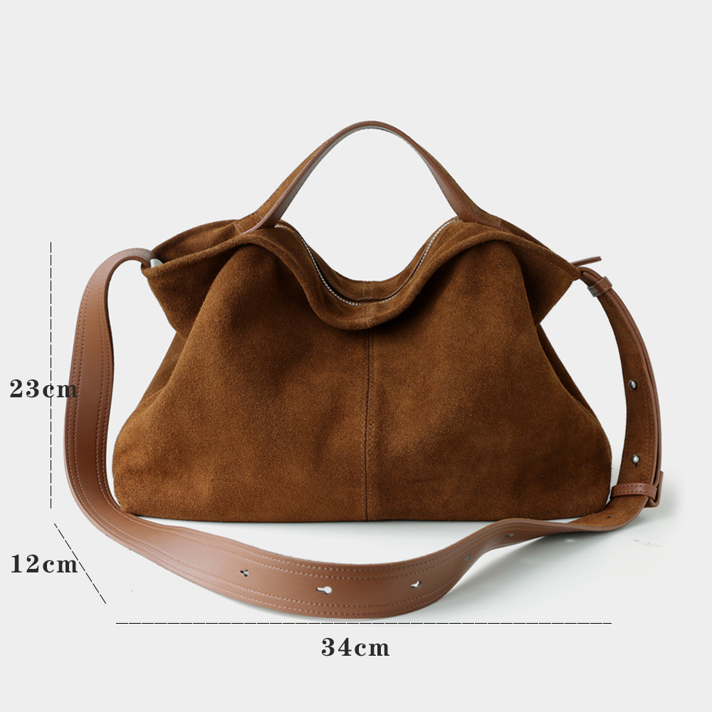 Genuine Leather Suede Tote Bag - огляд і ціна Hobo Bag Slouchy