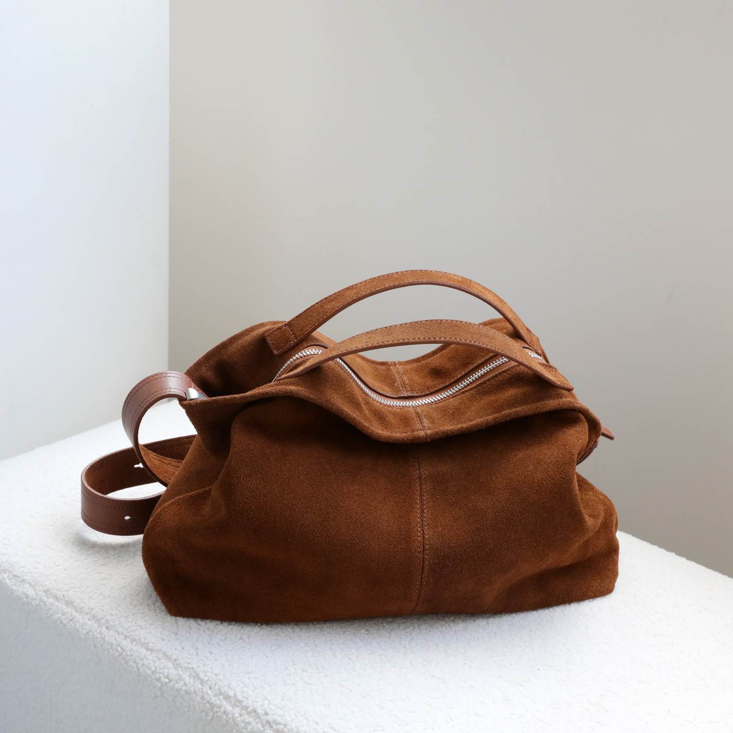 Genuine Leather Suede Tote Bag - огляд і ціна Hobo Bag Slouchy