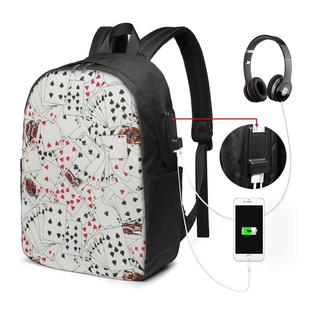 Playing Cards Poker Print Back - огляд і ціна Women Bags For College