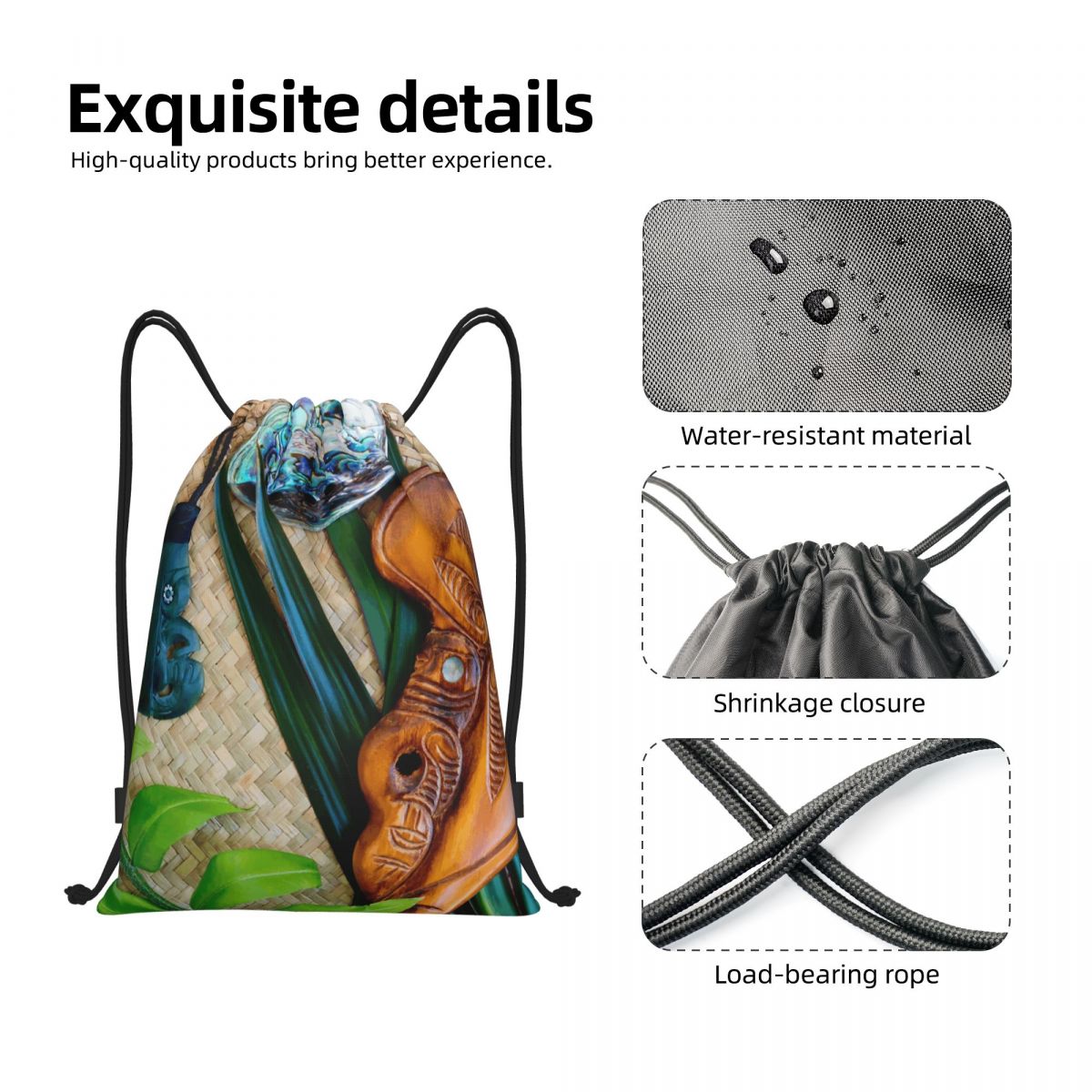 NZ Maoris Theme Drawstring Bag - огляд і ціна Women Bags Nz