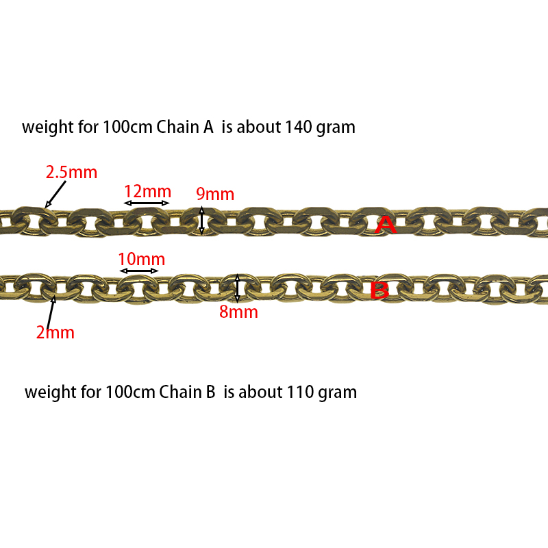 custom length  biker brass mad - огляд і ціна Mini Purse Chain