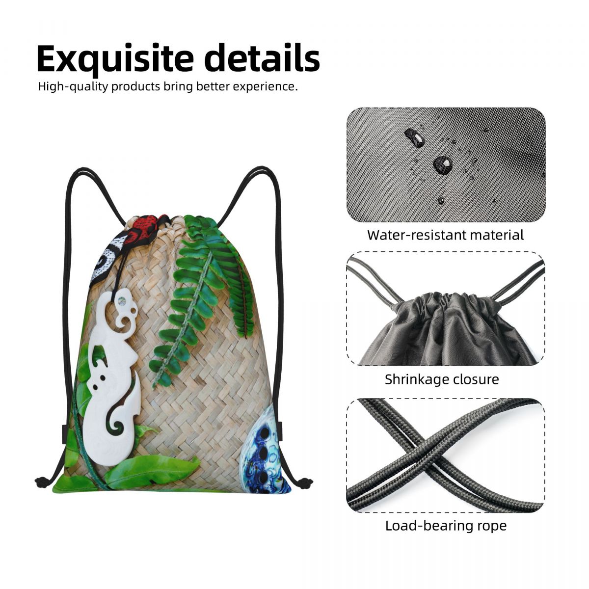 NZ Maoris Theme Drawstring Bag - огляд і ціна Women Bags Nz