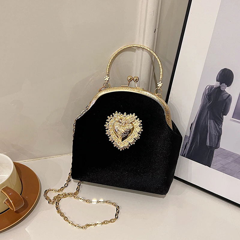 Chains Velvet Frame Heart Dinn - огляд і ціна Women Bags In Sale