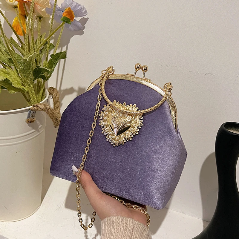 Chains Velvet Frame Heart Dinn - огляд і ціна Women Bags In Sale