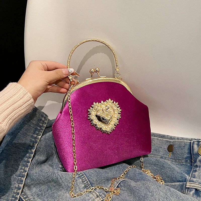 Chains Velvet Frame Heart Dinn - огляд і ціна Women Bags In Sale